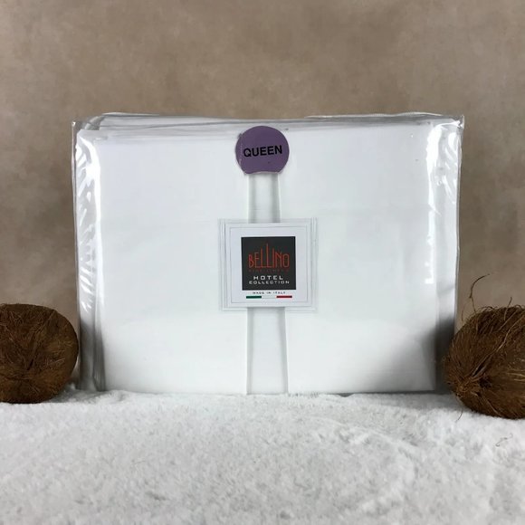 Bellino Italy Other - BELLINO ITALY Solid White Bed Sheets Cotton Percale QUEEN SHEET SET